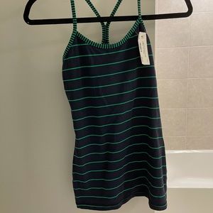 Lululemon Black and Green Striped Tank Top
